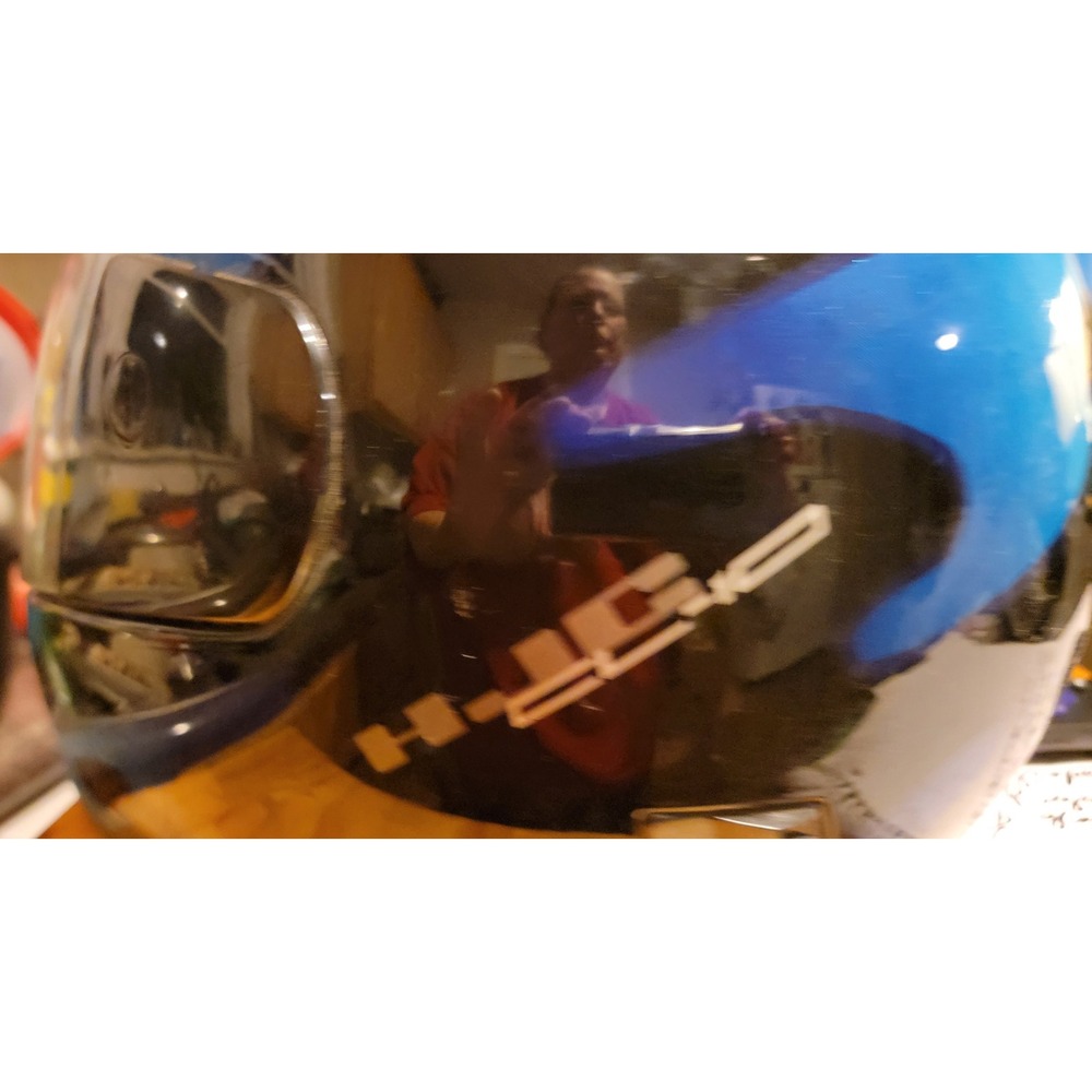 HJC Full Face Motorcycle Helmet Black Blue Flame Graphic Snell M90 DOT Size XL - Picture 13 of 13